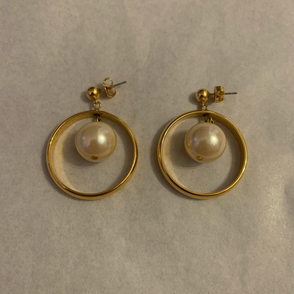 🔶3 FOR $8!!! Pearl Hoop Earrings